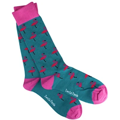 Image of Swole Panda Bamboo Socks UK7 11 Pink Flamingo Mens