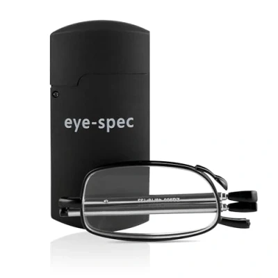 Image of eye spec Folding Reading Glasses with Black Pocket Case Mens/Unisex Lightweight Foldable Spectacles Available in 7 Colours, Lens 9 Strengths (1.75)
