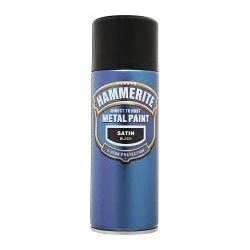Image of Hammerite Metal Paint Satin 400ml Aerosol Black (662926)