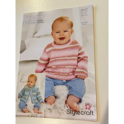 Image of Stylecraft Baby DK Knitting Pattern 9842 Cardigan &amp; Sweater