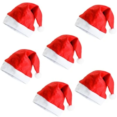 Image of Ram® 6 Pieces Father Christmas Santa Hat Party Fancy Dress Hats Or Costume Dressing Up Red For
