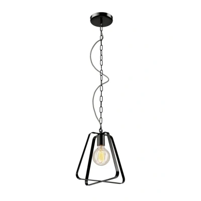 Image of Riccardo Wire Frame Pendant Ceiling Light Black, 1x E27