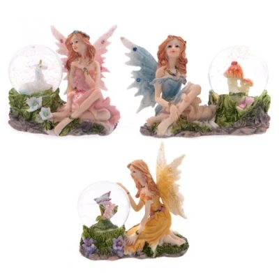 Image of Puckator Flower Fairy Sitting Snow Globe Home Decoration Plastic Globes For Adults With Real Glass Dome Resin Beautiful Uk