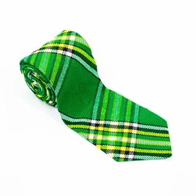 Image of YAS Designer Neck Ties for Men, Tartan kilt Check Tie, Scottish Highland Neckties, Acrylic Clan Wool Men (Irish National), One Size
