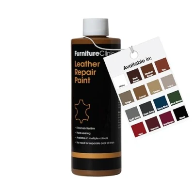Image of Furniture Clinic Leather Repair Paint &amp; Dye Self Seal Colourant for Quick and Easy Suitable Sofas, Car Seat, Shoes, Handbag, More Camel, 250ml