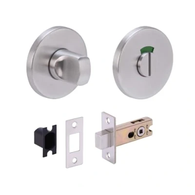 Image of HANDLEZONE® SSS Bathroom Toilet Door Kit Turn with Indicator Release Satin Stainless Steel 65mm Bolt 45mm Backset