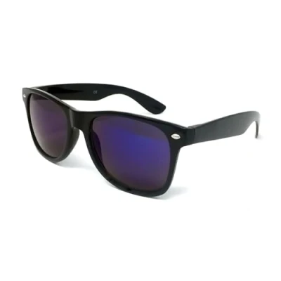 Image of WS UK Adults Classic Sunglasses with UV400 Protection Unisex (Black Frame Blue Mirrored Lens)