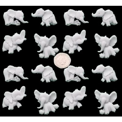 Image of 16 x Edible 3D Elephant Set icing toppers, cake cupcakes decorations (Bespoke)
