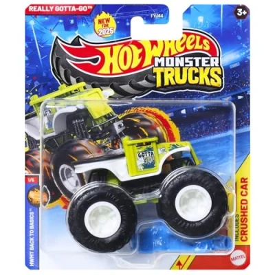 Image of Mattel Hot Wheels Monster Trucks Collectible Toy 1:64 Scale Diecast Model Vehicle HWMT Back to Basics 1/6 Really Gotta Go JCD65