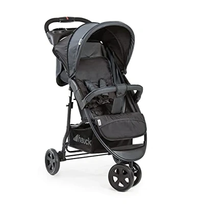 Image of Hauck Citi Neo 2 Pushchair, Caviar/Stone Lightweight 3 Wheeled Stroller (only 7.5kg), Compact &amp; One Hand Folding, with Raincover