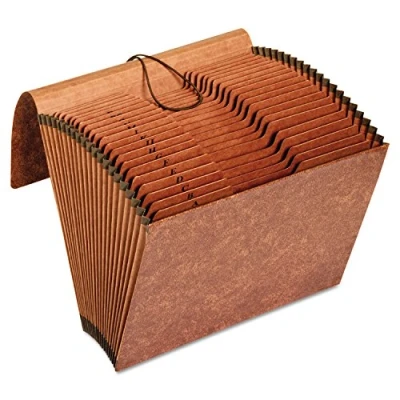 Image of Globe Weis Pendaflex Heavy Duty Expanding File with Extra Thick Cover, Tyvek Reinforced Edges, 21 Pockets, AZ Tabs, Elastic Cord Closure, Letter Size (R117ALHD), Brown