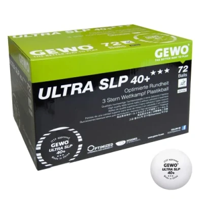 Image of GEWO Ultra SLP Table Tennis Balls 3 Star Ball Made of Plastic 40+ without Seam ITTF Certified Competition 72 Professional White, 40 + mm