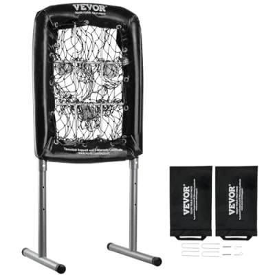 Image of VEVOR 9 Hole Baseball Net, 21&quot;x29&quot; Softball Training Equipment for Hitting Pitching Practice, Heavy Duty Height Adjustable Trainer Aid with Strike Zone &amp; 4 Ground Stakes, Youth Adults