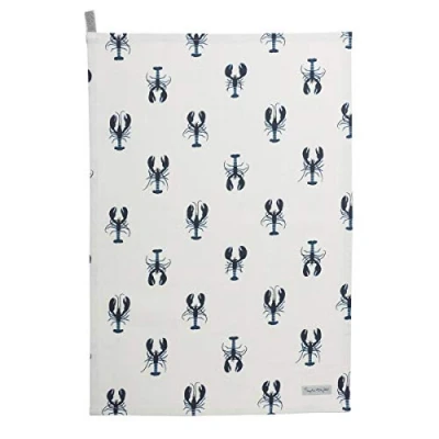 Image of Sophie Allport Lobster Tea Towel, 100% Cotton, 45cm x 65cm, Home Kitchen Towel with Hanging Loop