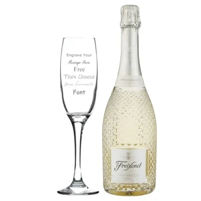 Image of Personalised Engraved Fusion Flute Glass &amp; 75cl Freixenet Prosecco Gift Set