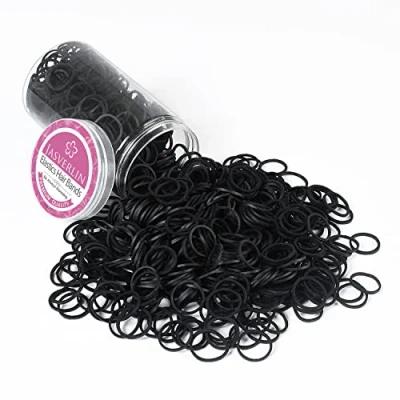 Image of JASVERLIN 3/4 Inch Black Hair Rubber Bands for Hair, Small Rubberbands Ponytail Holder no Damage Mini Tiny Ties Elastics Girls Women Baby 1000PCS