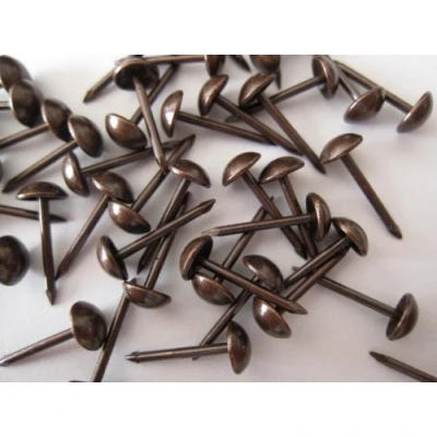Image of 100 Small 6mm Upholstery Nails Furniture Studs PINS Antique on Steel