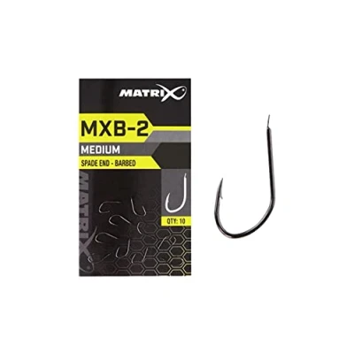 Image of Matrix MXB 2 Size 20 Barbed Spade End Black Nickel Super Sharp Hooks perfect for Feeder or Float Fishing on Natural Venues
