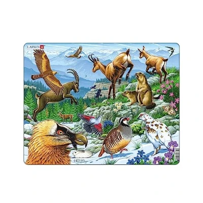 Image of Larsen FH12 the Alps Jigsaw Puzzle, Beautiful Scenery from Alps, Puzzle for Children Ages 6 and Up 55 Pieces Fun Kids Boxless Tray &amp; Frame Included