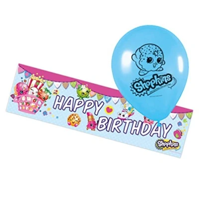 Image of Shopkins Foil Banner and 5 Balloons pack