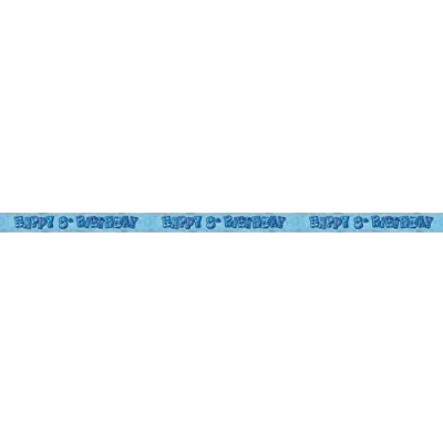 Image of Unique Party 91958 9ft Foil Glitz Blue Happy 8th Birthday Banner