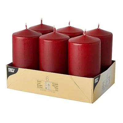 Image of Pillar Candle Diameter 60 mm 115 Bordeaux Red Pack of 6 DW17993