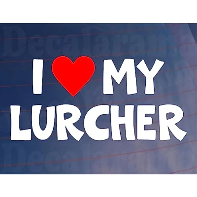 Image of Car Sticker I Love Heart My Lurcher Fun Cute Novelty Van Window Bumper Boot Door Decal Gift Present