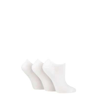 Image of Women&#039;s 3 Pair Wildfeet Plain, Patterned and Contrast Heel Bamboo Trainer Socks White 4 8 Ladies