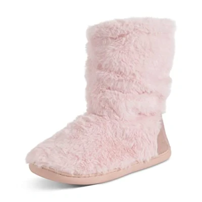 Image of Polar Womens Slipper Boots with Sherpa Lining Memory Foam Indoor Bootie Anti Slip Rubber Sole Soft, Warm and Fluffy House Ankle Boot Slippers Pink Fur AYC0844/UK6