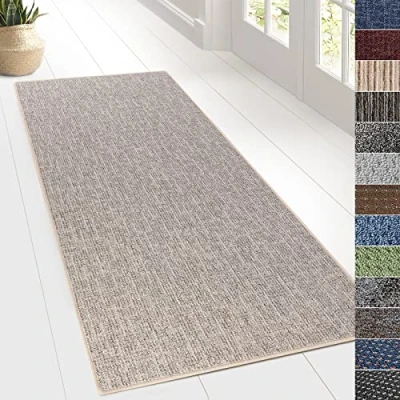 Image of KARAT Design Carpet Runner Rug Floor Mat, Non Slip for Hallway Kitchen Bedroom Living Room, Vintage Classic Modern (80 x 200 cm, Alto Silver)