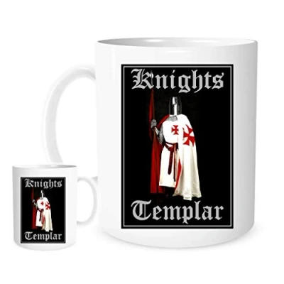 Image of 11OZ Knights Templar Logo Mug, Lovely Ceramic Gift Mug Featuring Emblem Funny Joke Laugh