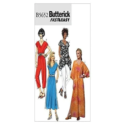 Image of Butterick Patterns B5652 Size ZZ Large Extra XXL Misses&#039; Top, Dress, Caftan, Jumpsuit and Pants, Pack of 1, White