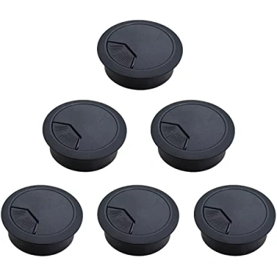 Image of 6 Pieces Desk Grommet, Cable Hole, Hole Cover, Grommet 60mm, Round Cord for Management Office Computer Wires (Black)