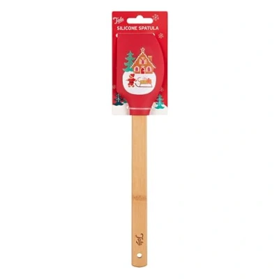 Image of Tala Gingerbread design Silicone Spatula with Bamboo Wood Handle, Scratch Free and Optimal for Festive Baking
