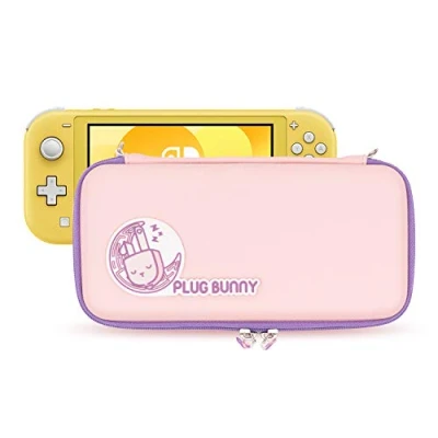 Image of GeekShare Plug Bunny Case Compatible with Nintendo Switch Lite Portable Slim Travel Carrying Fit &amp; Game Accessories Removable Wrist Strap