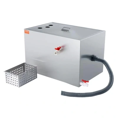 Image of VEVOR Commercial Grease Trap, 40 LBS Interceptor, Top Inlet Under Sink Stainless Steel 10 GPM Waste water Oil Separator, for Restaurant Canteen Home Kitchen