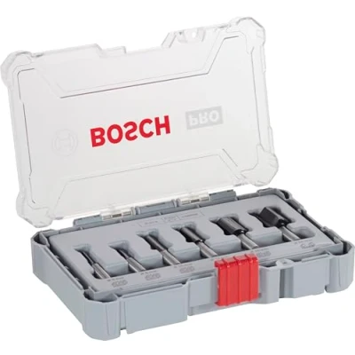 Image of Bosch Professional 6 pcs. Straight Router Bit Set (for Wood, Ø 8 mm Shank, Accessory Router)