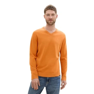 Image of TOM TAILOR Men&#039;s 1039811 Pullover Sweater, 36300 Pumpkin Orange Melange, L