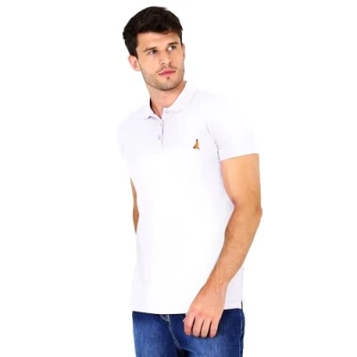 Image of BRAVE SOUL Men&#039;s Short Sleeve Golf Polo Shirt Button Up Regular Fit White T Sports Tee Top for Men UK, Size S