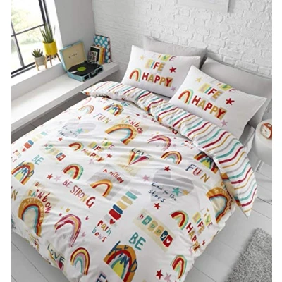 Image of Catherine Lansfield Be A Rainbow Easy Care Double Duvet Set Multi