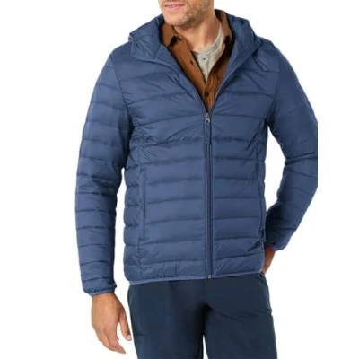 Image of Amazon Essentials Men&#039;s Lightweight Water Resistant Packable Hooded Puffer Jacket, Navy, XL