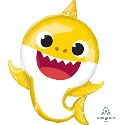Image of amscan 4076001 Official Pink Fong Baby Shark Supershape Foil Balloon Birthday Party Accessory