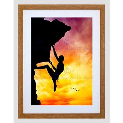 Image of Wee Blue Coo Photo Mock Up Silhouette Sunset Rock Climbing Framed Wall Art Print