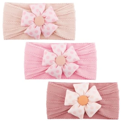 Image of DRESHOW Girls Flower Headbands Stretchy Nylon Handmade Hair Accessories for Newborn Infant Toddlers Kids