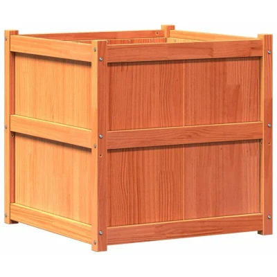 Image of vidaXL Garden Planter Wax Brown 70x70x70 cm Solid Wood Pine