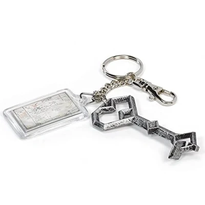 Image of The Noble Collection Thorin&#039;s Key Keychain 7in (17cm) Die Cast Metal with Map Fob Officially Licensed Film Set Movie Props Replicas Gifts