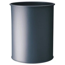 Image of Durable Metal Round Waste Bin Charcoal 15 Litre Capacity Made of Steel with Scratch Resistant Coating Basket for Offices, Schools, Home, etc.