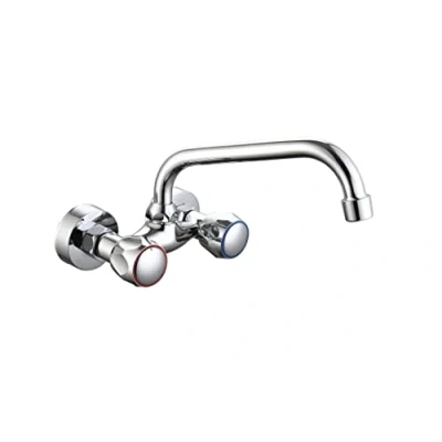 Image of DP Bath Sauco Wall mounted battery sink tap (kitchen tap) for 15 cm sink, silver