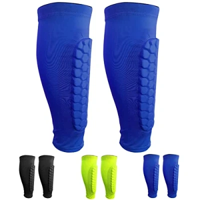 Image of SANON Football Shin Pads, Guards Professional Crashproof Pads for Games Beginner, Running, Jogging, Cycling, Fitness, Teenagers Boys Girls Men Women 1 pair (Blue)
