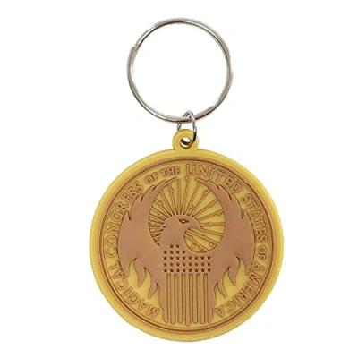 Image of Pyramid International Fantastic Beasts MACUSA Logo Rubber Keychain, Multi Colour, 4 x 6 1.3 cm